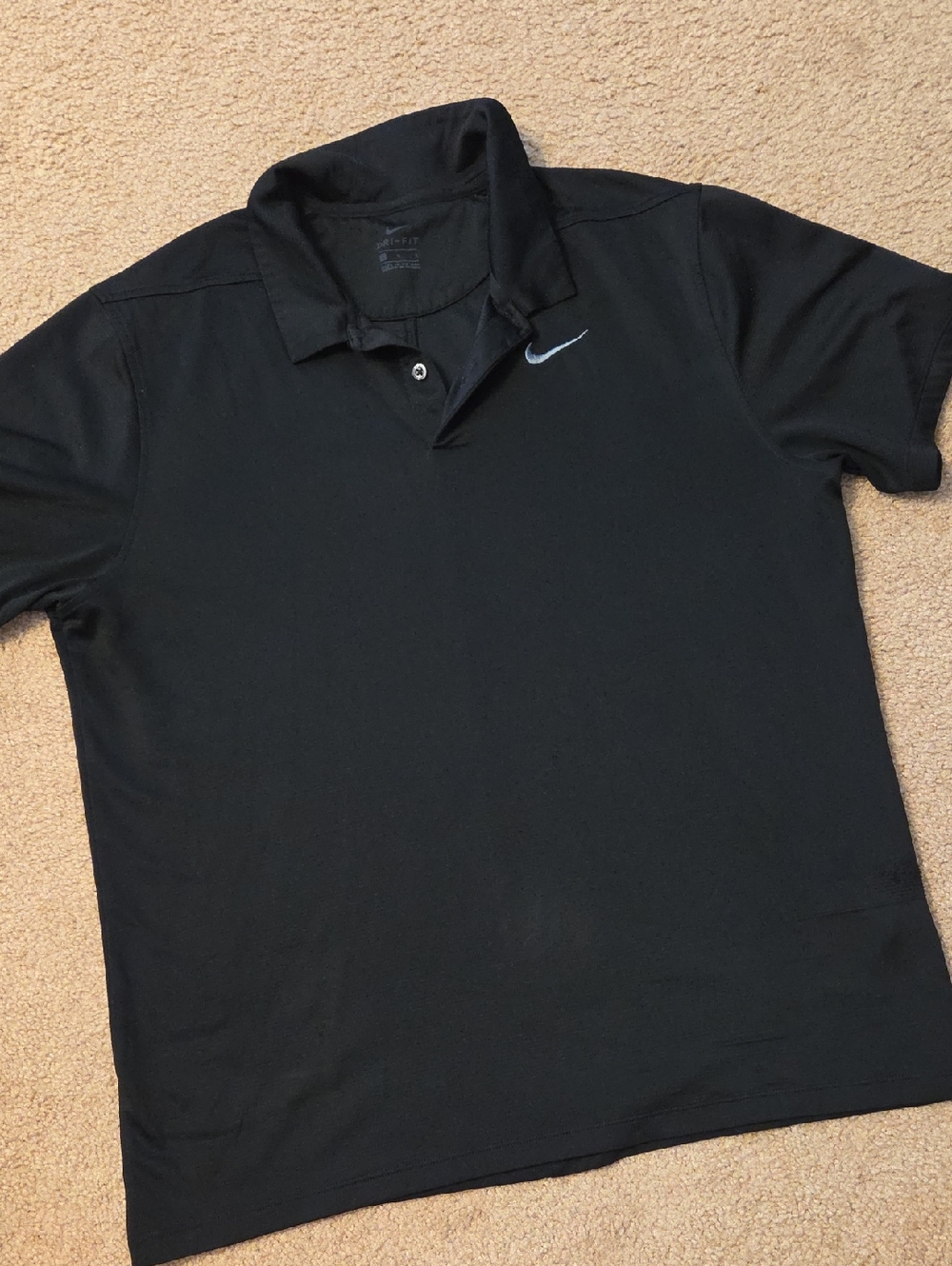 Nike Men's Black Polo with White Swoosh
